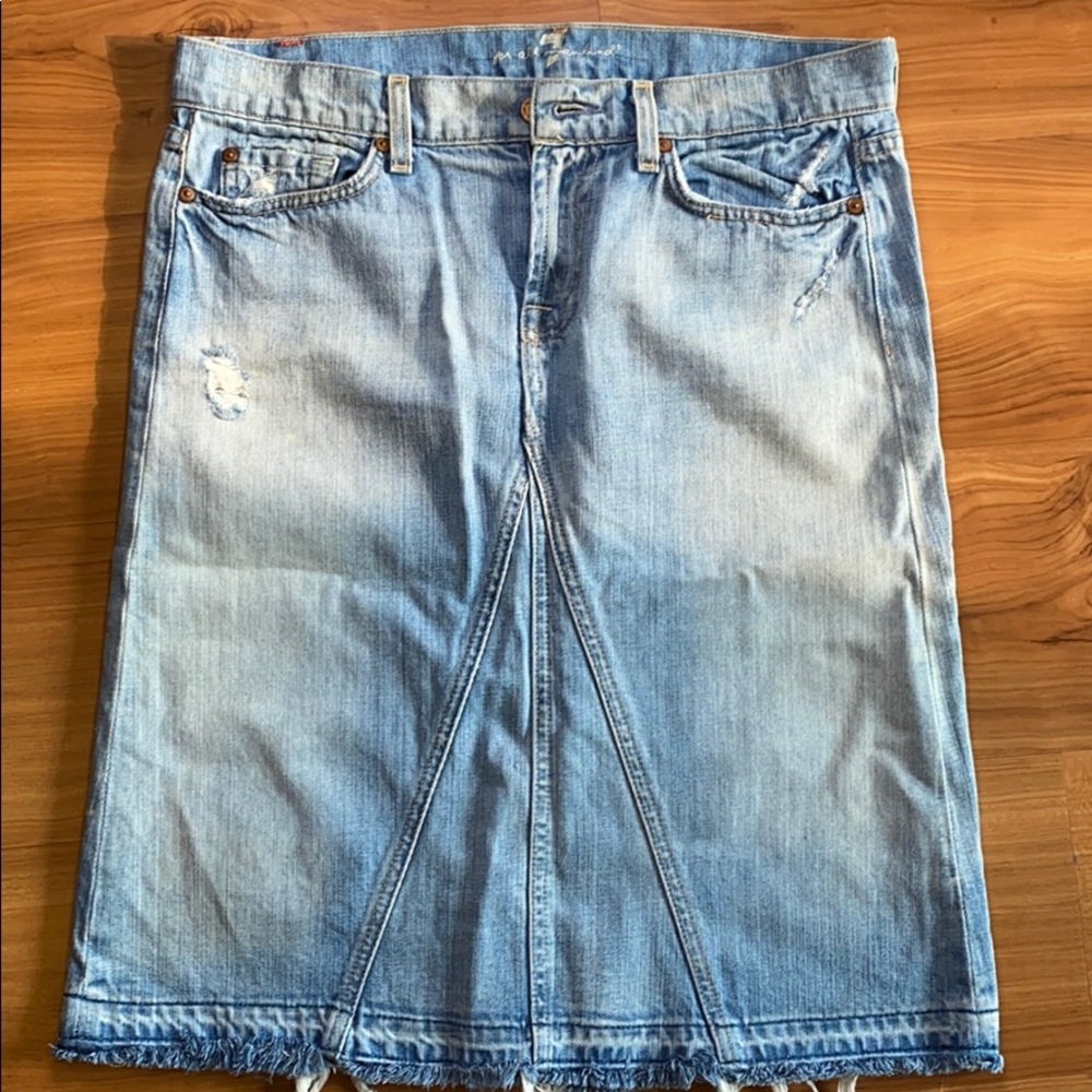 7 for All Mankind Distressed denim skirt